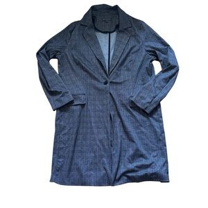 ADRIANNA PAPELL Ponte Knit Jacquard Plaid Black Gray Size Large Jacket Coat